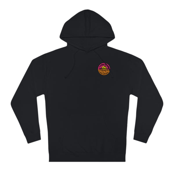 Black hoodie with surfboard logo