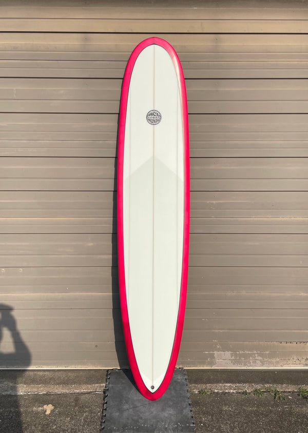 red and white longboard