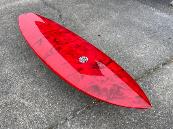 red resin swirl shortboard
