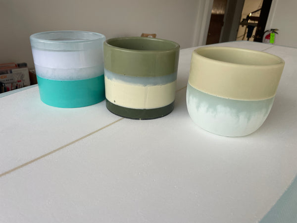 multi colored resin cups