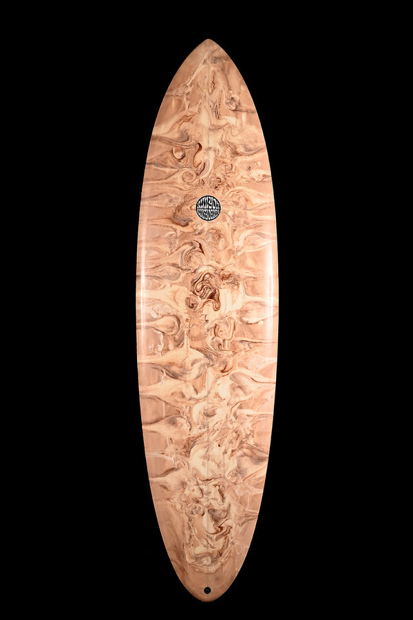 A Mocha Swirl Patterned Fun Board on a Black Background