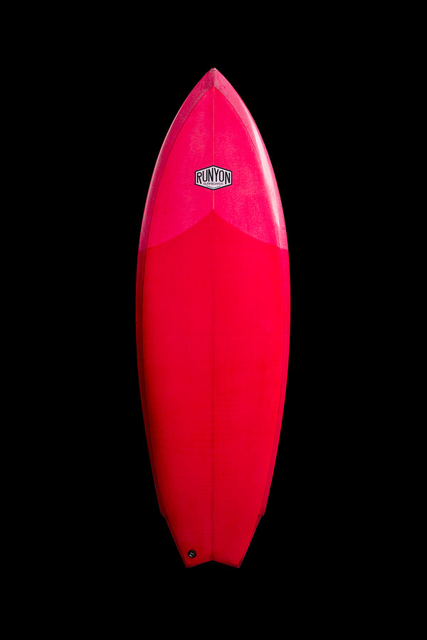 red swallow tail surfboard