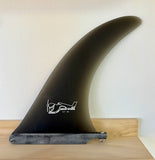 True Ames Surfboard Fin - 9 inches, shaped like a shark fin. 