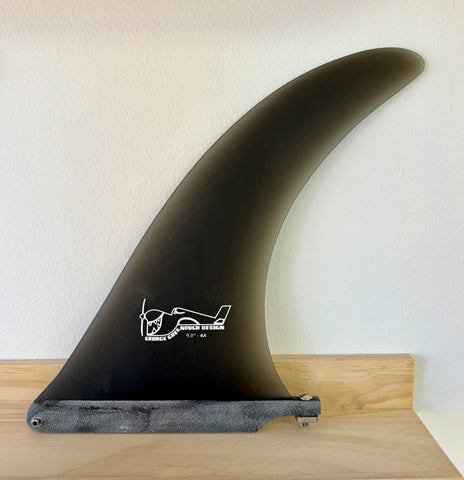 True Ames Surfboard Fin - 9 inches, shaped like a shark fin. 