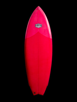 red swallow tail surfboard